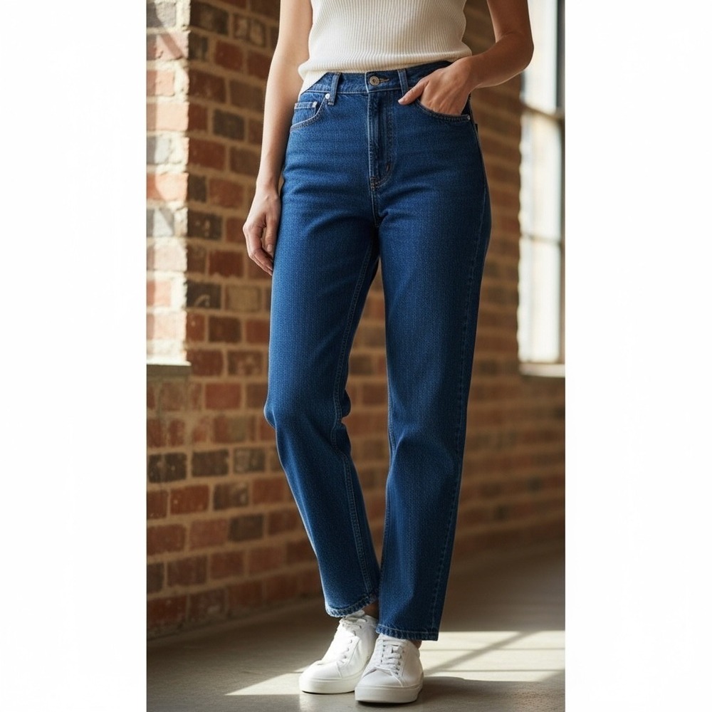 Martin Blue Straight‎ Leg High Rise Denim Jeans Size 29 Indigo 100 Cotton